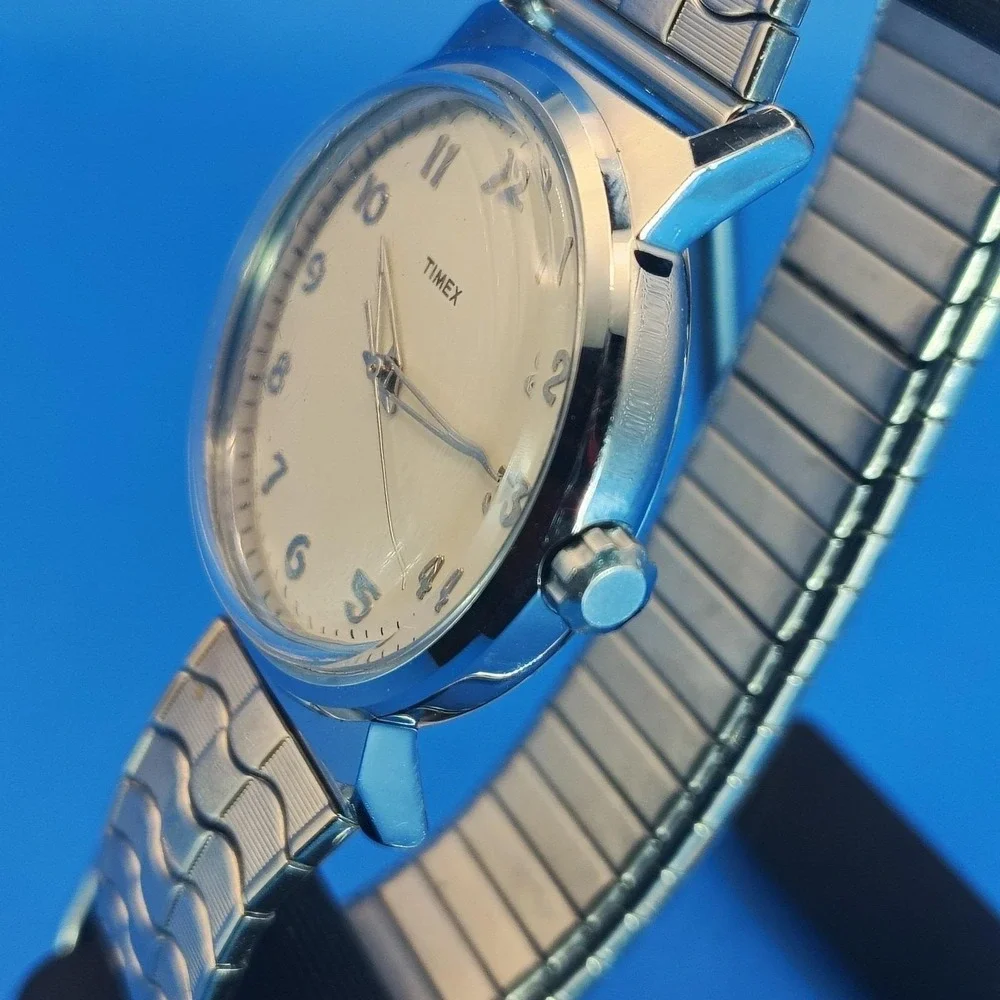 Vintage 2016 Timex Cream Dial 36mm Mens Minimalist Quartz Watch Fully Restored